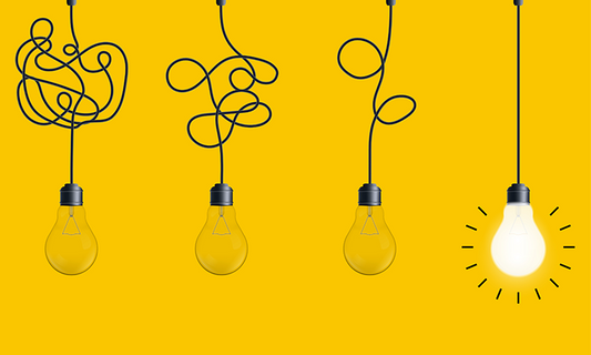 lightbulb getting progressively untangled