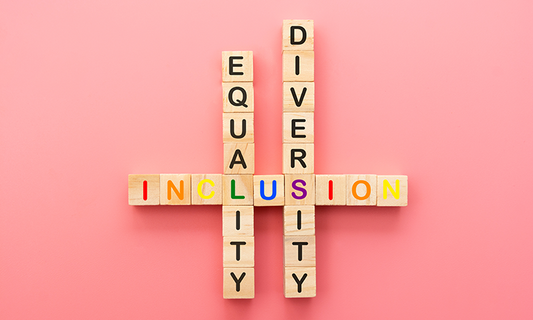 Blocks spelling out Equality, Diversity and Inclusion interlinking with each other.