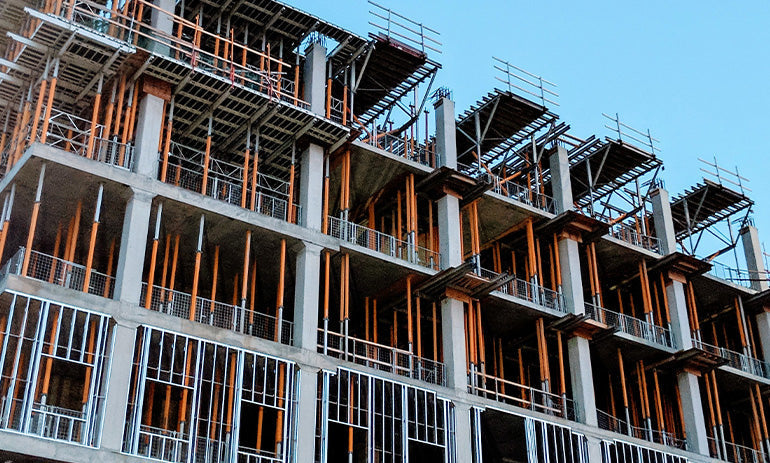 An apartment building under construction