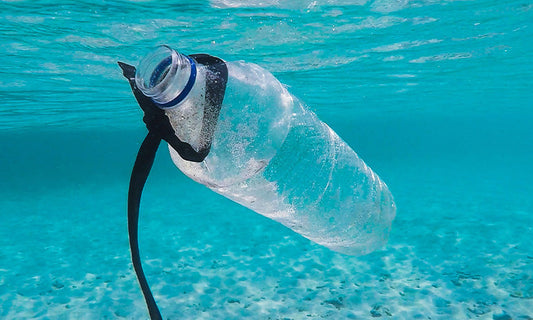 A plastic bottle in the ocean