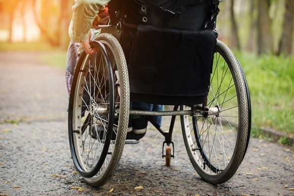 Woman in wheelchair