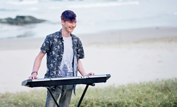 2015 Scholarship winner Tristian, a 19-year-old cancer survivor from Port Macquarie who has a passion for music. 