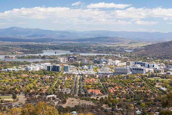 View of Canberra CBD where Ethical Property Australia has purchased a new building