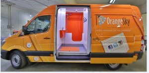Orange Sky Shower van