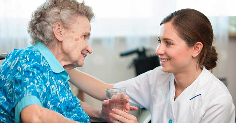 aged care worker with client
