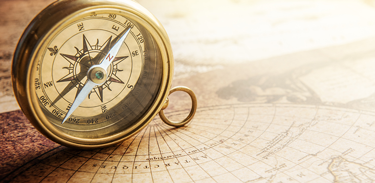 Compass on a map