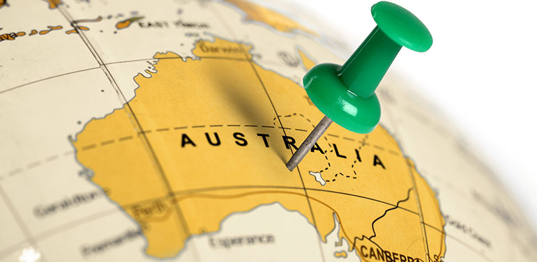A pin in Australia map