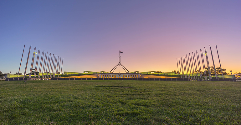parliament house sunset