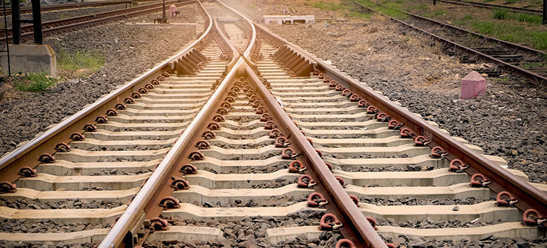 Rail tracks coming together