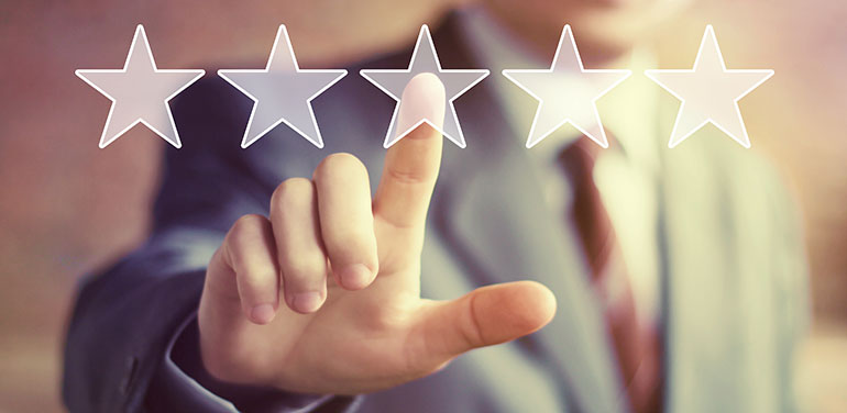 Man giving something a star rating