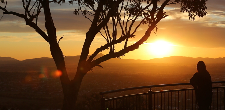 The beautiful colours of sunset as seen from Oxley Lookout at Tamworth in NSW Australia.