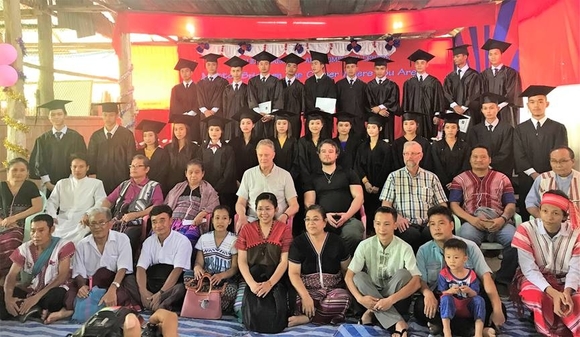 group of young Karen refugees at graduation ceremony
