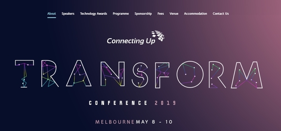 Connecting Up Save the date for Connecting Up's 'Transform' conference 2019 in Melbourne home page screen shot