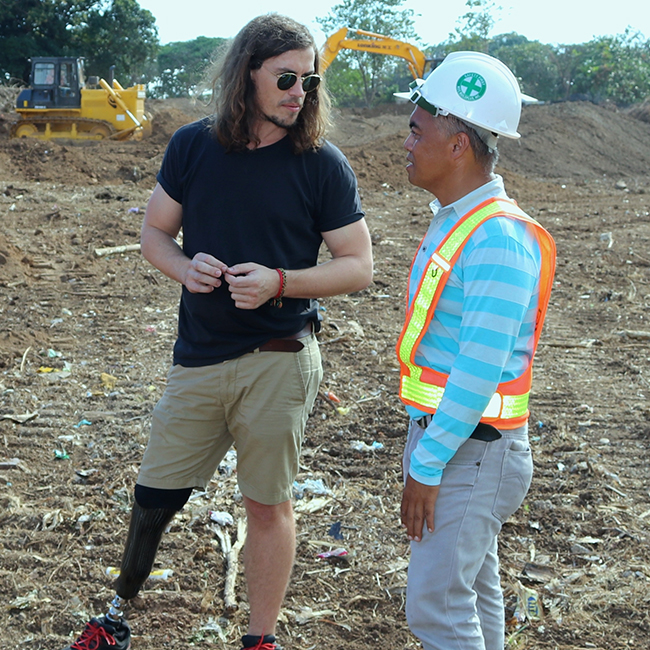 Lachlan James working on site in the Philippines