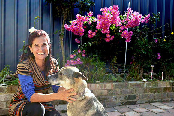 Maria da Graca Guerreiro with her dog Princess