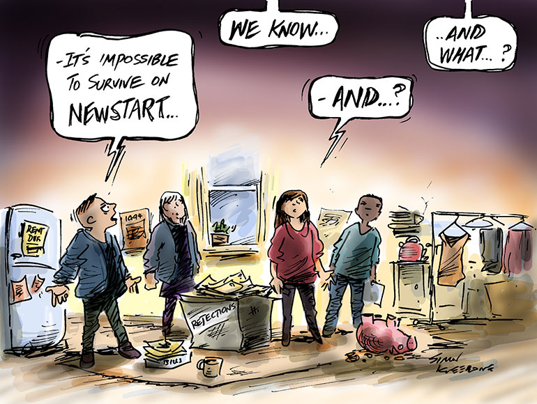 cartoon about Newstart survival