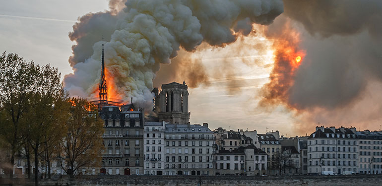 Notre Dame burning in Paris