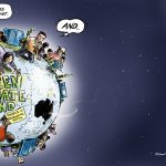 Green Climate Fund cartoon - world with Australia missing.