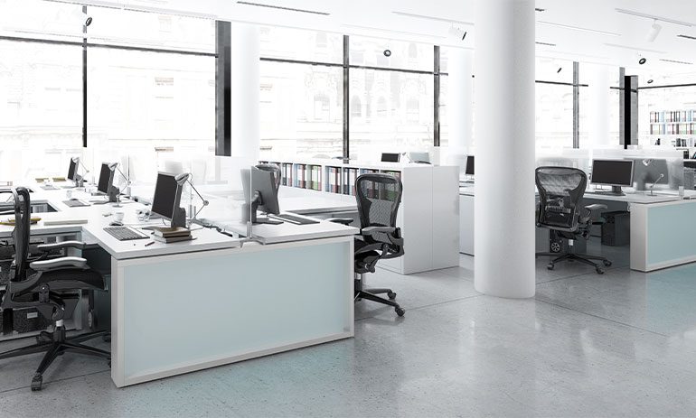 desks in an empty office
