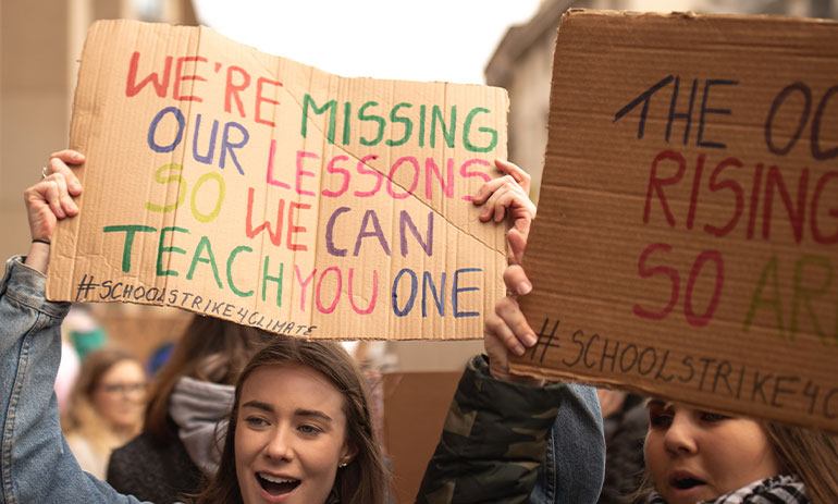 young people protesting in the climate strike