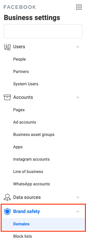 screenshot of brand safety in facebook business manager