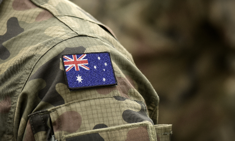 Flag of Australia on military uniform