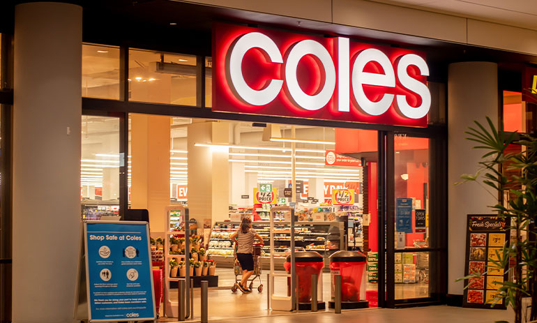 Entrance to a Coles supermarket
