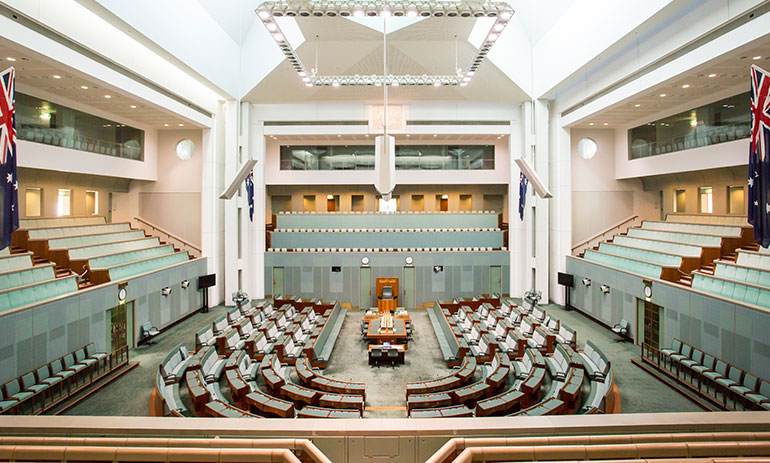 Inside of the House of Representatives when its empty