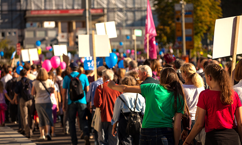 people marching