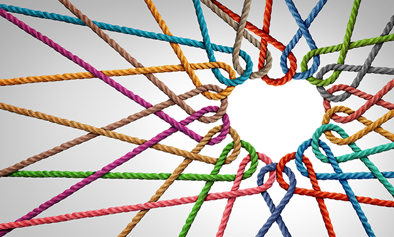 colourful ropes forming a heart shape