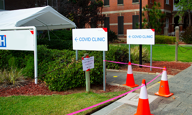 entrance to a covid clinic