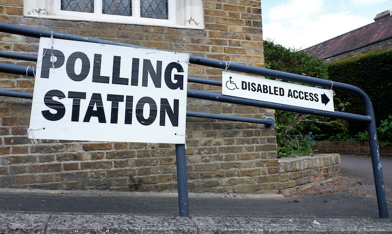 polling station with disabled sign