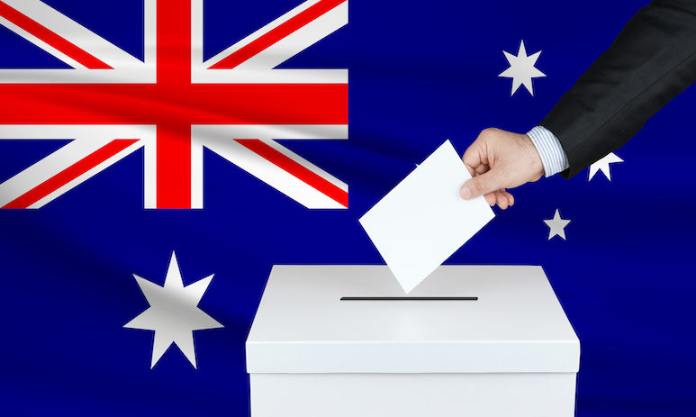 Australian Flag and voting box