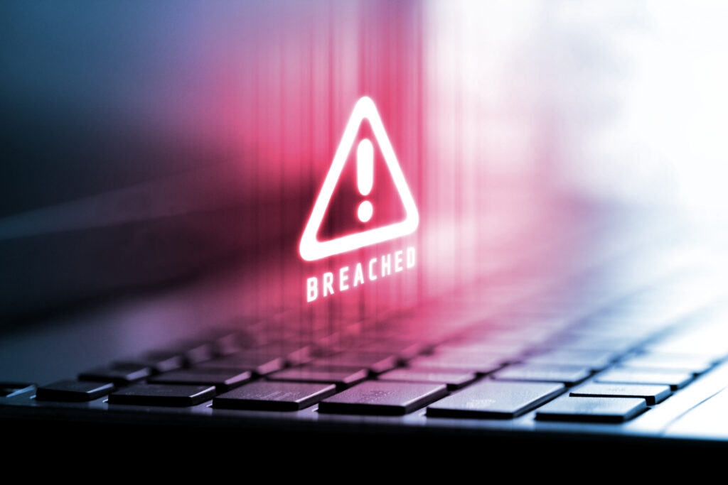 3D Rendering of alert logo on laptop computer