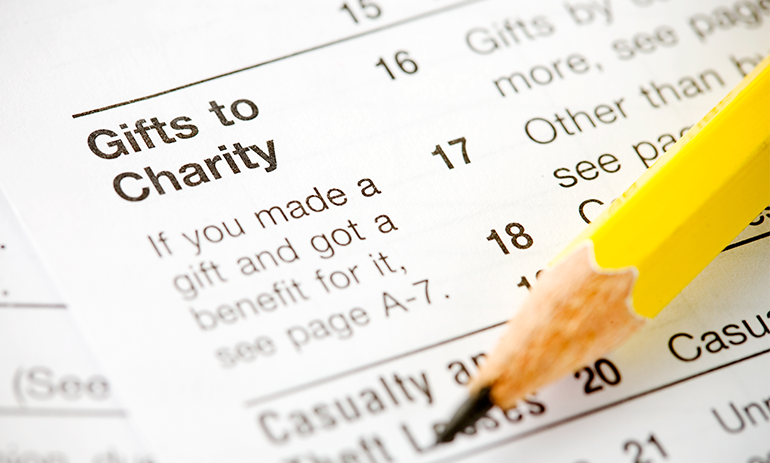 Gifts to charity section of a tax statement