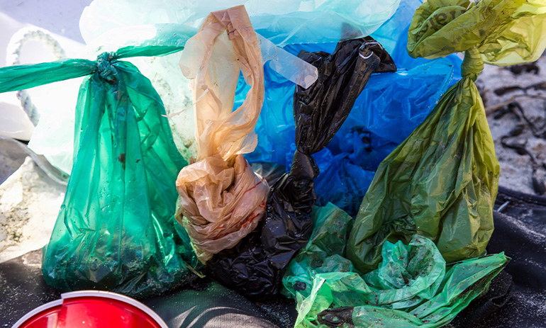 A collection of dirty plastic bags.