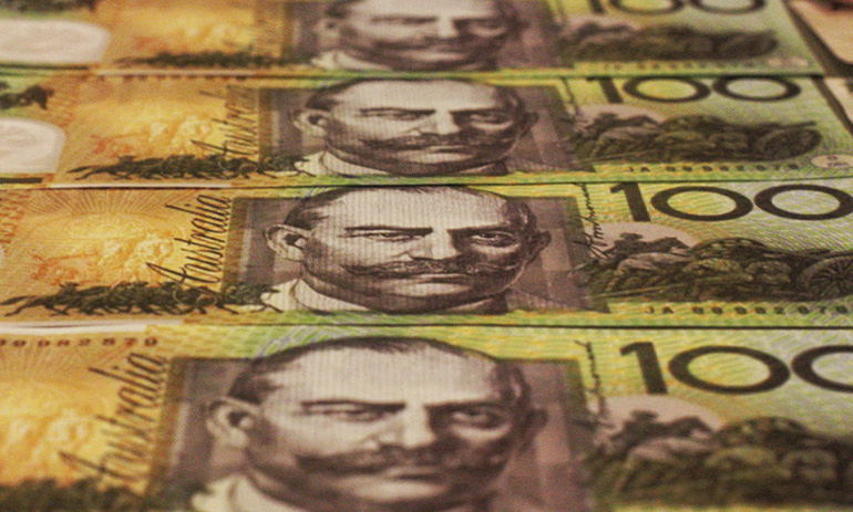 A series of Australian $100 notes.