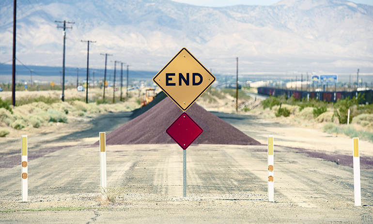 End of the road sign